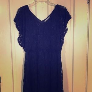 Royal blue high low flutter sleeve lace dress!